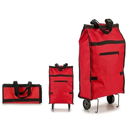 Pack de 2 Bolsas Plegables para Carrito de la Compra Plegable con Ruedas, Carrito de la Compra Reutilizable, Bolsas de Compras portátiles con Ruedas (Rojo-Rojo)