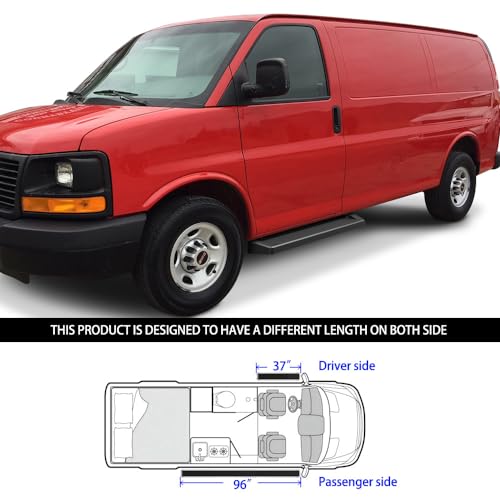 Estribos HD Ridez 6" Negro para Van Chevy Express 2003-2026 miniatura 6
