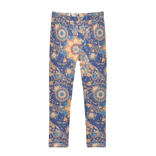 Bohemian Mandala Oil Painting Kids Girl's Basic Leggings Comfortable Full Length Workout Pants Sports