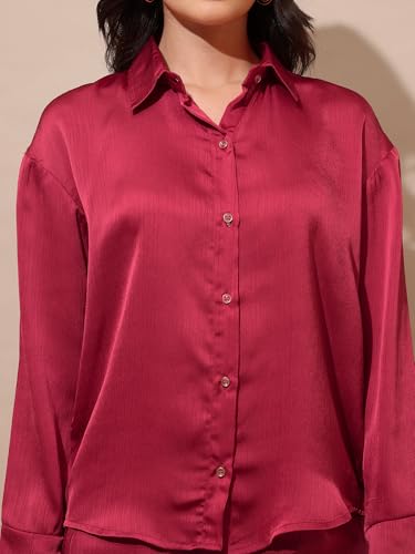 Image of PURVAJA Women's Full Sleeve Shirt & Trouser Solid Co-ords