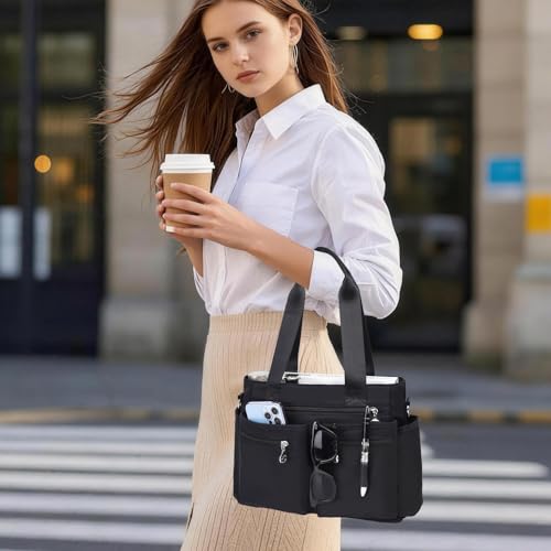 Bolso Tote de Nylon para Mujer con Múltiples Bolsillos y Cierre miniatura 3