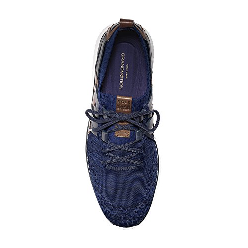 Cole Haan mens Grand Motion Woven Stitchlite Sneaker, Navy Ink/Peony Knit/British Tan/Optic White, 10.5 US