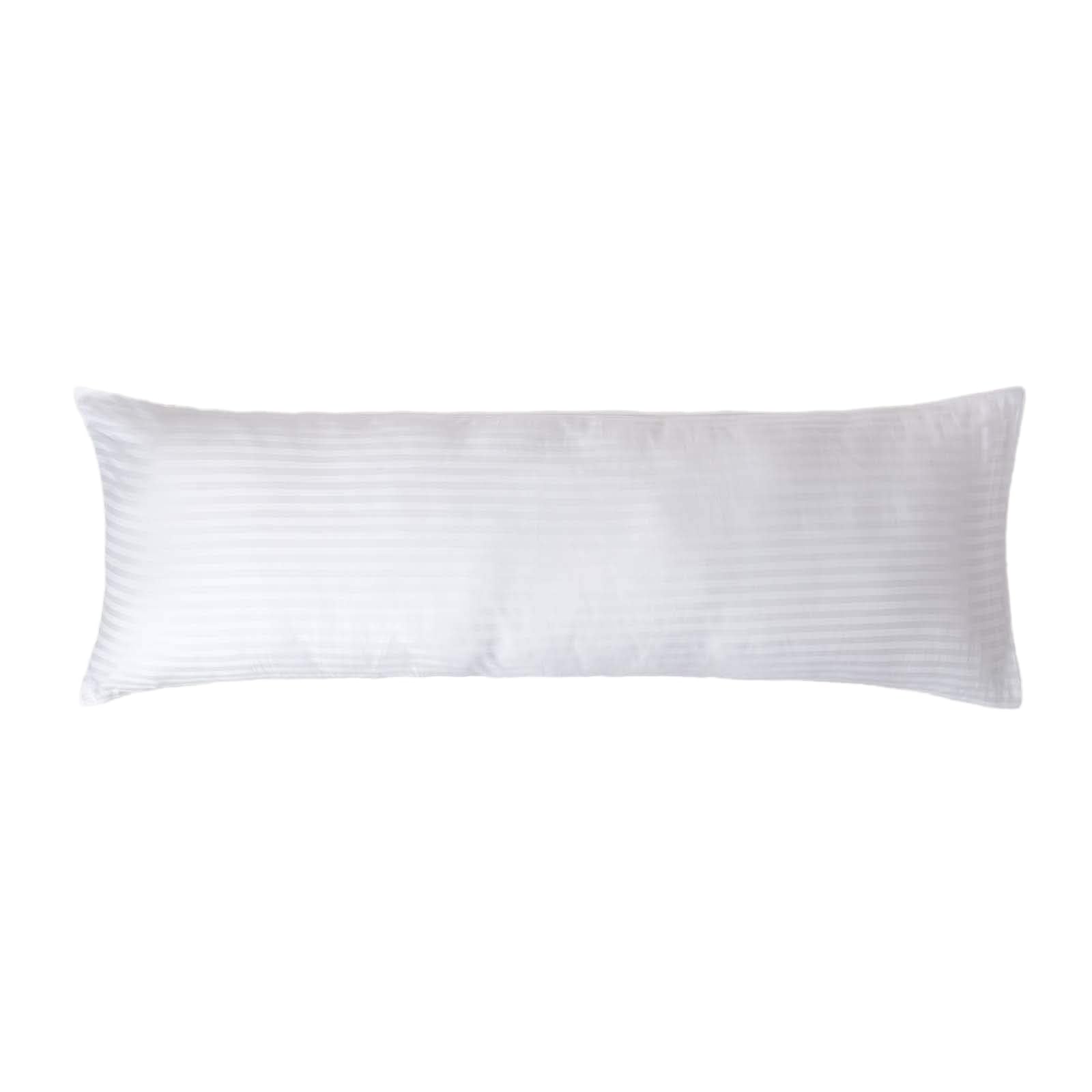 Homescapes White Pure Egyptian Cotton Body Pillowcase 330 Tc 500 Thread Count Percale Equivalent Satin Stripe Long Pillow Case For Nursing Pregnancy And Elderly Support