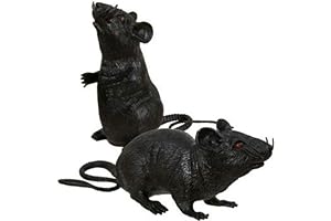 Realistic Black Plastic Squeezable Squeaking Rats for Eerie Halloween Decoration