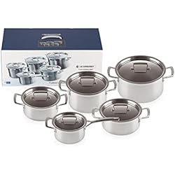 Oferta Sartenes Le Creuset Le Creuset Batería de cocina con tapas a medida, 10 piezas, 3 Ollas, 1 Cacerola, 1 Cazo, Acero inoxidable, Volumen 2.3, 4.0, 6.0, 3.0, 1.9 L, Para todo tipo de fuentes de calor, Metálico