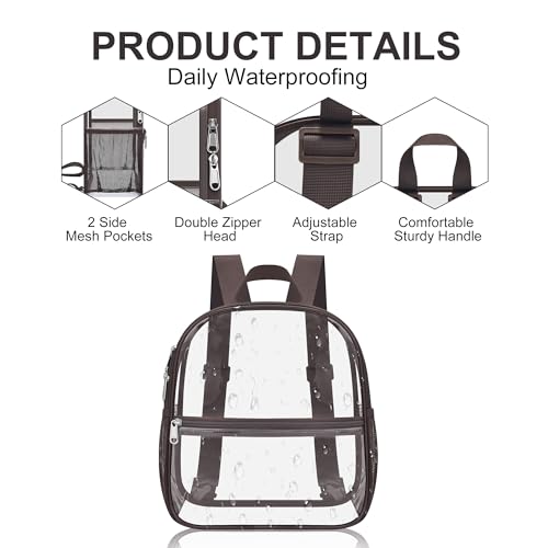 Image of Oraben Clear Backpack for Stadium Events Clear Bag Small Stadium Backpack Waterproof 12x6x12 for Women Men Adult Concert Sports