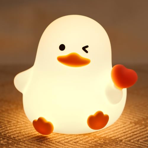 JVURICE Nachtlicht Kinder Ente Silikon Nachtlicht Dimmbar RGB Cute Tier Touch Aufladbare Kinderlicht Schlafzimmer Led Night Light Dekor Kinder Lampe Geschenke Für Mädchen Junge Weihnachtsgeschenke