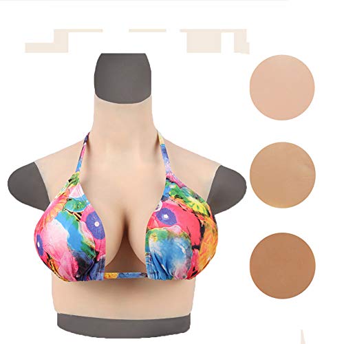 Cuirasse en Silicone avec Rembourrage en Coton éLastique Seins Formes Faux Seins pour Travestis Drag Queens Mastectomie Transgenre,Peau,D`Cup
