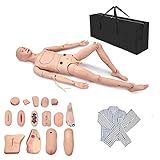 ➤ SIMULA EL CUIDADO DEL PACIENTE: el maniquí de entrenamiento de enfermería es de tamaño natural (170 cm/5,5 pies), flexibilidad realista de las extremidades y las articulaciones, se pueden realizar varias posiciones, puede simular el baño y el cambio de ropa para los pacientes en la cama. Se pueden abrir la cavidad torácica y la cavidad abdominal, y se pueden observar los pulmones, el estómago, la vejiga y otros órganos internos simulados. la estructura anatómica estándar facilita el aprendiza