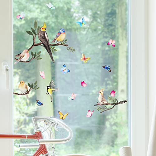 Colorful Birds Wall Decals Peel And Stick, Tree Branch Flower Wall Stickers, Removable Wall Decor Diy Vinyl Art Home Murals For Bedroom Living Room Nursery Decoration (Butterflies And Birds) #TOP5