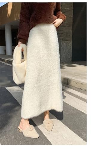 Pulcykp Women Knit A-Line Skirt Fall Winter Midi Skirts Slim Soft Warm High Strecth Thick Knit Skirt2