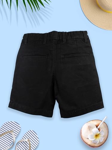 Image of KiddoPanti Boys Solid Cotton Woven Knee Length Formal Shorts