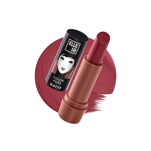 Image of Elle 18 Color Pops Matte, Brown Temptation, Matte Finish, Moisturising Bullet Lipstick, Infused with Shea Butter and Jojoba Oil| 4.3g