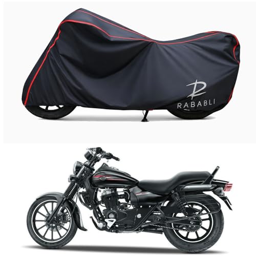 Image of Waterproof Bike Body Cover Compatible for | Bajaj Avenger Street 160 BS6 | Taffeta Fabric, Red Piping Design, Bottom Elastic Fit | Dustproof, Sun UV & Rain Protection for All Bikes