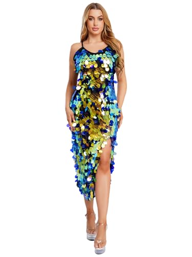 Robe soirée paillettes effet dégradé inhzoy pour femme élégante