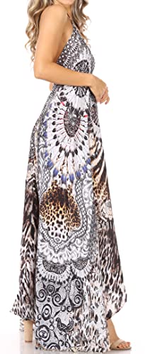 Image of Sakkas Lizi Womens Maxi High-Low Halter Handkerchief Long Dress Beach Party