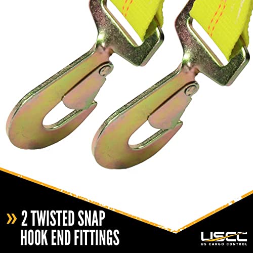 Us Cargo Control Tow Dolly Basket Strap, Yellow Car Dolly Strap With Twisted Snap Hook End Fittings, Great For Tow Dolly Car Hauling, Fits Most 14-17 Inch Wheels, 3,333 Pound Working Load Limit #TOP3