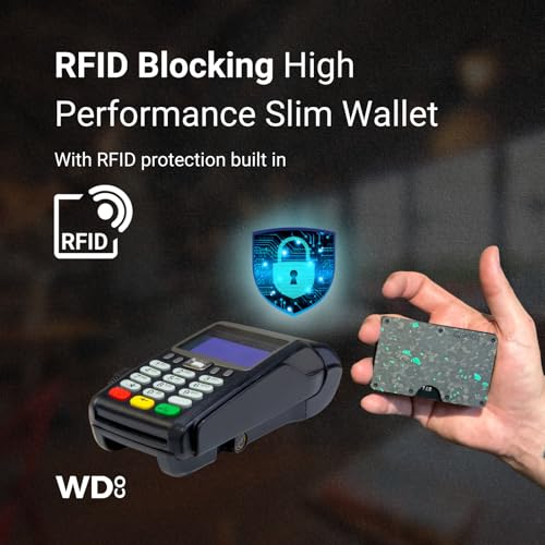 Forged Green Carbon Fiber RFID Wallet for Men – Slim Minimalist Card Holder with Cash Clip – Durable Front Pocket Wallet (Forged Green Strap)4