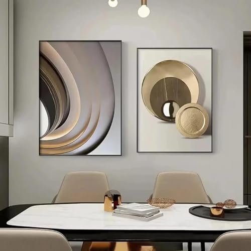 Tableau abstrait doré sans cadre pour habiller un grand mur vide
