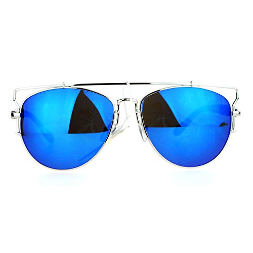 Womens Designer Aviator Sunglasses Flat Top Bar Metal Frame Aviators3