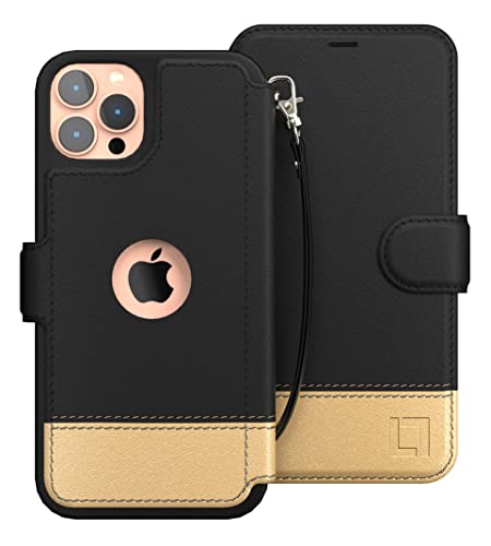 LUPA Legacy iPhone 12 Wallet case for Women & Men - 12 Pro case with Card Holder [Slim and Durable] Faux Leather - Flip Cell Phone case, Folio Credit Cover - Golden Dusk