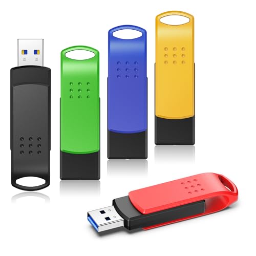 KOOTION Memoria USB 64GB 5 Unidades USB 3.0 Pen Drive Ligero Pequeño y Práctico Lote Pendrive 64GB de 360° con Tapa Metálica Colorido Mini Pendrive para Ordenador/TV/Coche/Player, ect