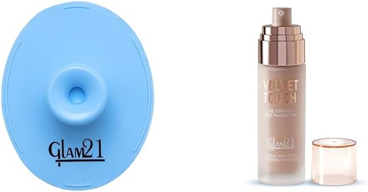 Glam 21 Silicone Face Cleanser Scrubber (Big) Velvet Touch Oil Control Silk Foundation|Waterproof, High Coverage|SPF 35 Lo...