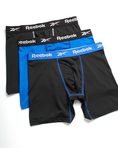 Reebok Men's Boxer Briefs - 6 Pack Athletic Boxers with Contour Pouch - Performance Underwear Boxers for Men (Sizes: S-XL), Size X-Large, Blackblackblue3