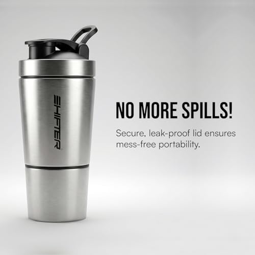 Image of Shifter Stainless Steel Gym Shaker Bottle 500ml | Protein Shaker with Mixer Ball | Leakproof Metal Blender Bottle| Gym, Fitness, Workout, Sports Water Bottle for Men & Women (SILVER-2)
