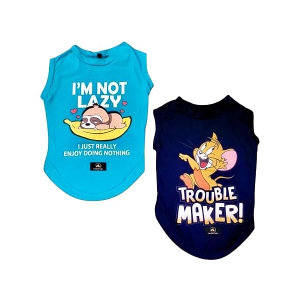 Golden Tails Printed Pet T-Shirts for Dogs and Cats, Pine Green and Navy Blue, Set of 2 (Small, 14 Inches)