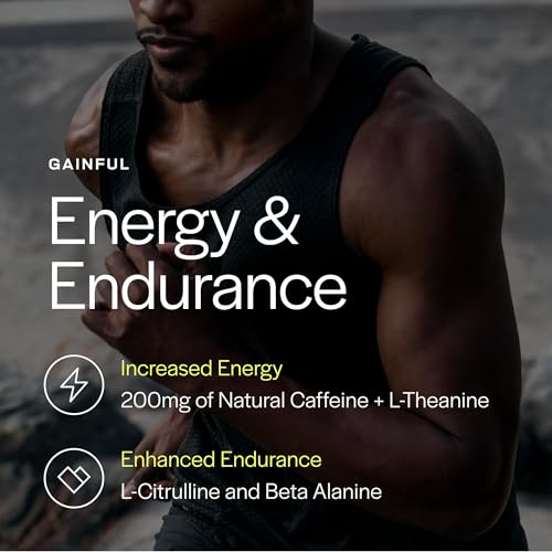 Image of Gainful High Intensity Pre Workout Powder with 200mg Caffeine, 5g Creatine, Strawberry Lemonade Flavor, Supports Energy, Strength, Endurance, & Recovery, BCAAs, Beta Alanine, L-Citrulline, 20 Servings