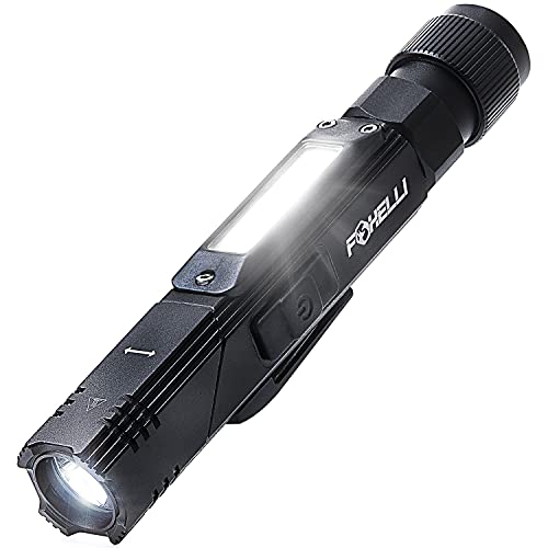 Foxelli Rechargeable Flashlight - USB Rechargeable Heavy Duty Tactical Led Flashlight, Bright Mini Camping Flashlight Great for Emergency Survival Kit