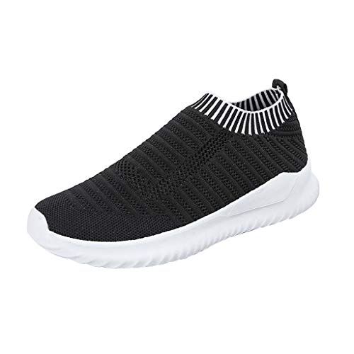 HWTOP Sportschuhe Damen Socken Schuhe Leichtes Turnschuhe Atmungsaktive Gewebe Fliege Laufschuhe Freizeitschuhe Frühling und Sommer Sneakers, Schwarz, 40 EU