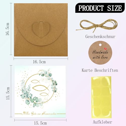 XDGBGFN Geldgeschenk Kommunion Karte mit Personalisiertes Karte und Umschlag für Erstkommunion Geschenkidee