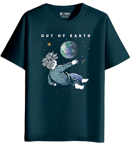 Image of XENOVAURBAN Men's Graphic Printed RN-Earth Round Neck Regular and Plus Size Cotton T-Shirt