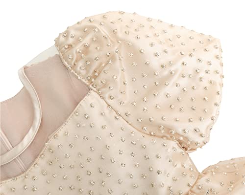 Lilax Little Girls Glitter Tulle Dress, Sparkle Polka Dots Princess Gown4