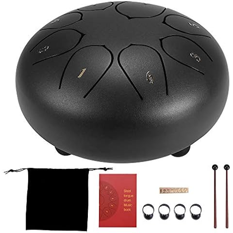 Percussion Handpan Drum, GGHKDD Steel Tongue Drum 8 Notes 6 Inches Chakra Tank Drum with 2 Drumsticks&4 Finger Cover, Percussion Instruments for Meditation Entertainment Musical Education Cover