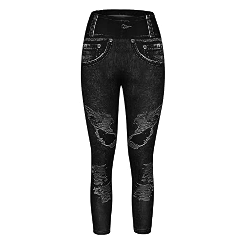 Petite Leggings Skinny Denim Pants for Women Stretch Waist Tight Patch Jeans Bottoms Full Length Trousers Streetwear4