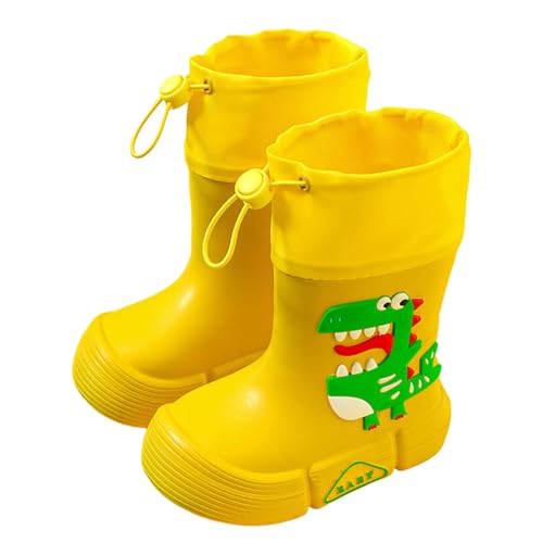 IWIHMIV Kids Rain Boots with an Elastic Drawstring Non Slip Toddler Rain Shoes Children Cartoon Print Water Boots2