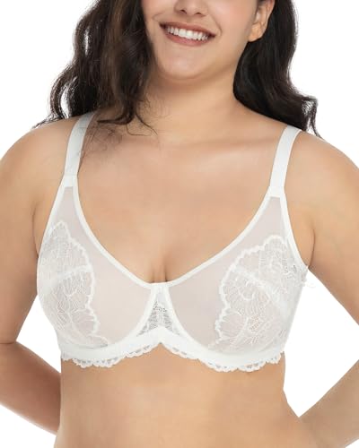 Image of HSIA Minimizer Bras for Women, Full Coverage Lace Bra for Heavy Breasts Unlined Bras with Underwire
