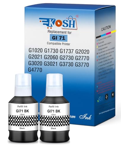 Image of KOSH GI-71 Refill Ink Compatible for Canon G1020,G2020,G2021,G2060,G3020,G3021,G3060 Printers (2, Black Pack of 2)