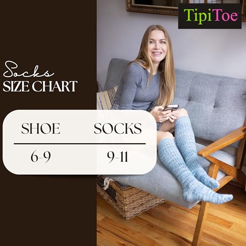 Tipi Toe Women's 3 Pairs Ragg Marled Ribbed over the calf/knee high Wool-Blend Boot Socks2