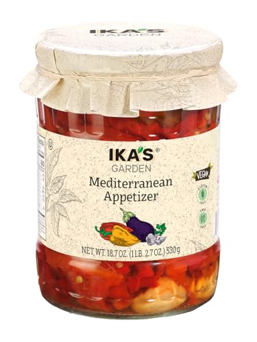 Ika’s Garden Mediterranean Appetizer, 18.7 oz – Flavorful Mix of Roasted Vegetables in Olive Oil | Vegan | Gluten-Free | GMO-Free | Ready-to-Serve Dip or Side