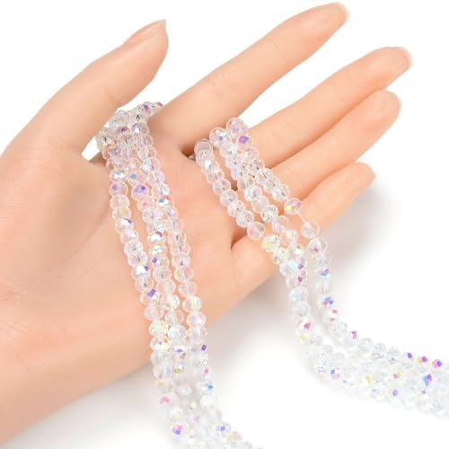 Image of 200pcs Czech Faceted Rondelle Crystal Glass Beads 6mm Bulk Crystal AB