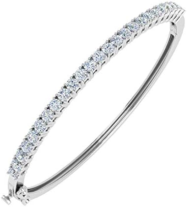2 Carat Natural Diamond Womens Bangle Bracelet in 14K White Gold (SI1-SI2 Clarity)