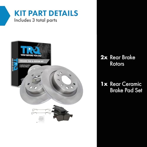 Image of TRQ Rear Brake Pad and Rotor Set Ceramic Compatible with 2003-2003 Saab 9-3