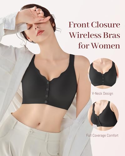 Image of Gailife Jelly Front Closure Bras for Women Wireless Comfort Seamless Bra