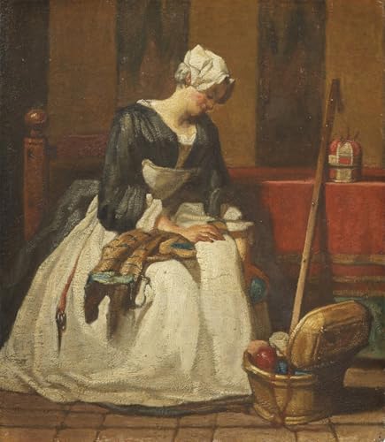 Tableau la Brodeuse Chardin 60x90cm | Impression d'art sur toile déco salon