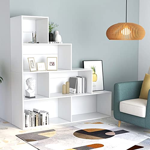 FIRBNUS Librería/separador de ambientes, color blanco, 155 x 24 x 160 cm, material de madera, estantería estrecha para salón, muebles, separadores de habitaciones, de pie, separador de habitaciones