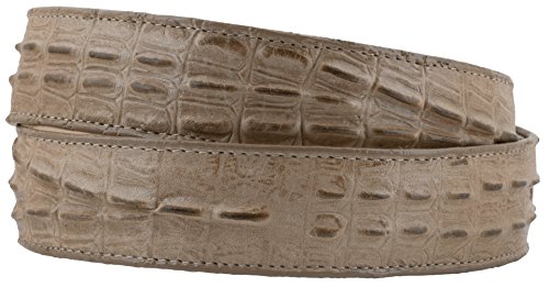 El Presidente Mens Sand Cowboy Belt Crocodile Tail Print Leather Belt Silver Buckle2